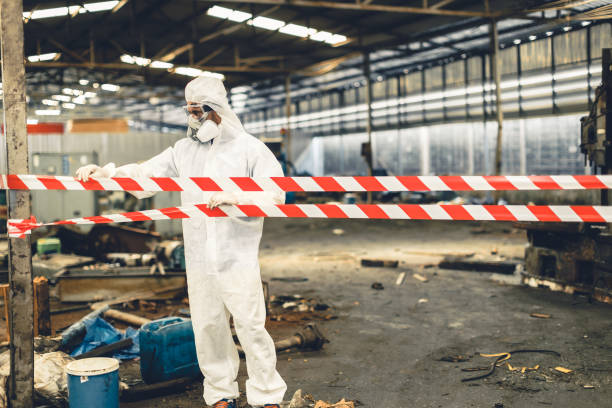 Professional Sewage Cleanup technician working in Tulare, CA